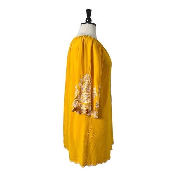 CC Chic Connection Shift Dress Tassel Tie Embroidery Yellow Women’s Plus Size 1X - Picture 3 of 12